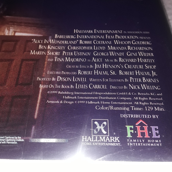 Alice In Wonderland Hallmark Entertainment VHS Tape New Sealed - Picture 3 of 7